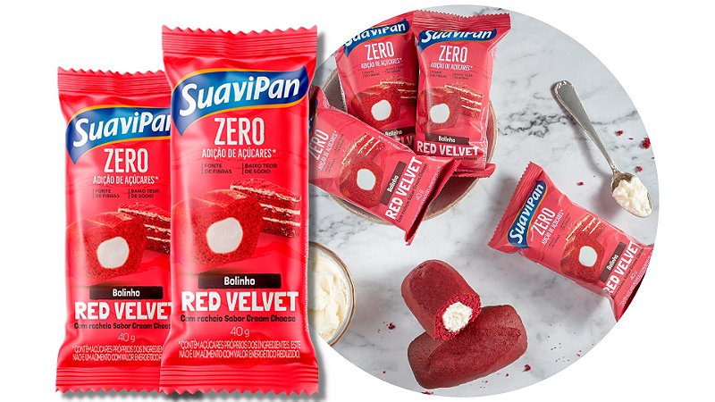 Bolinho Zero Sabor Red Velvet c/ Cream Cheese 40g Display c/ 12 Unid