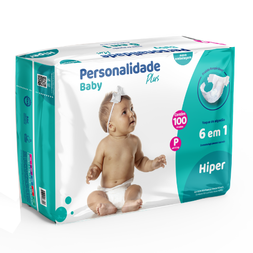 Fralda Infantil Personalidade Baby Plus Hiper Econômica 6 Pacotes + Toalhinha Umedecida