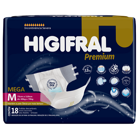 Fralda Geriátrica Higifral Premium 3 pacotes + Toalha Umedecida