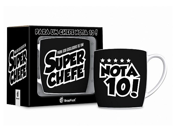 Caneca Porcelana 360ml Urban Brasfoot Chefe Nota 10