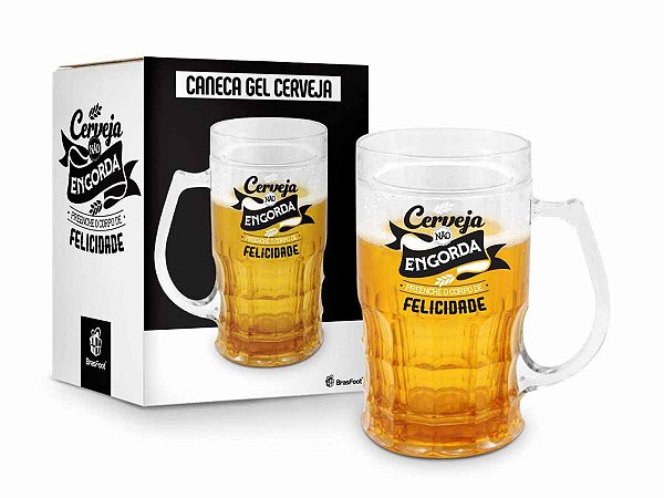 Caneca Gel Cerveja 450ml Brasfoot - Cerveja Não Engorda