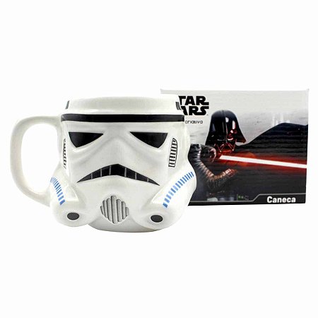 Caneca Porcelana 500ml Formato 3D Zona Criativa Stormtrooper