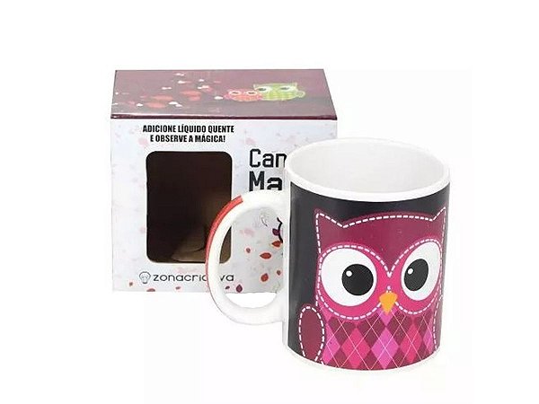 CANECA MAGIC 300ML ZONA CRIATIVA 10020701 CORUJA ROSA