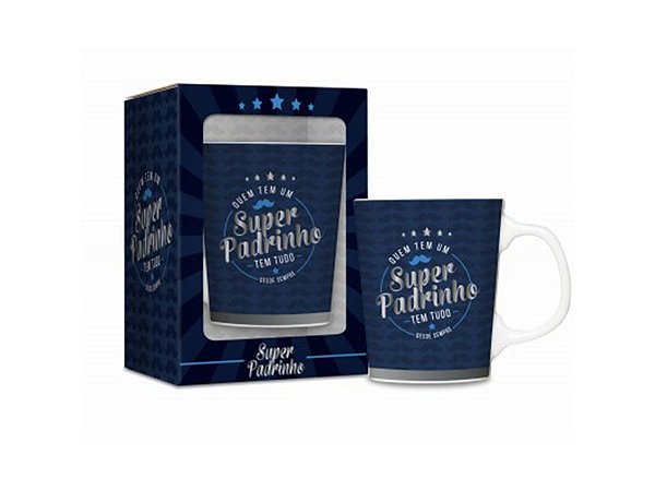 CANECA PORCELANA 280ML PREMIUM BRASFOOT SUPER PADRINHO