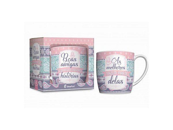 CANECA PORCELANA 360ML URBAN BRASFOOT BOAS AMIGAS