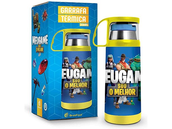 GARRAFA TÉRMICA 350ML C/ CANECA BRASFOOT MEU GAME FORT