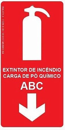 Placa Fotoluminescente - Extintor de Incêndio - Carga de Pó Químico ABC