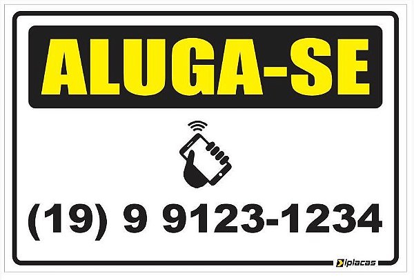 Placa Aluga-se - Preto e Amarelo