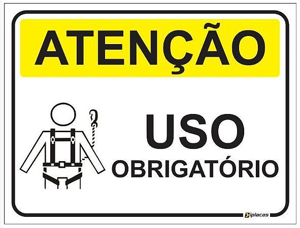 Placa Atenção - Uso Obrigatório Cinta de Segurança