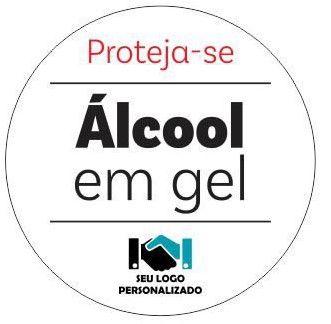 Etiqueta - Proteja-se Álcool em gel 10x10cm branca