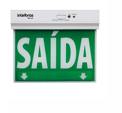Sinalização saída SLIM Face Única verde emergência com adesivo 24x18cm