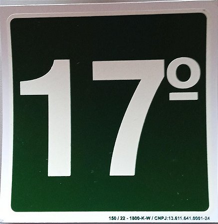 PLACA INDICATIVA DE 17° ANDAR