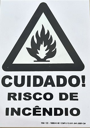 PLACA INDICATIVA DE RISCO DE INCENDIO