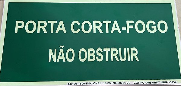 PLACA INDICATIVA PORTA CORTA-FOGO NÃO OBSTRUIR