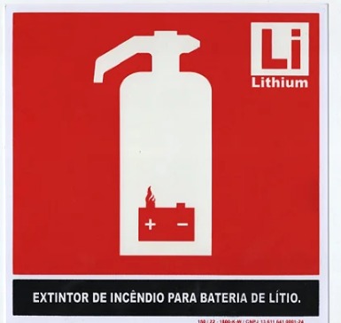 PLACA INDICATIVA DE EXTINTOR PARA BATERIA DE LÍTIO - PEQUENA 15x15cm