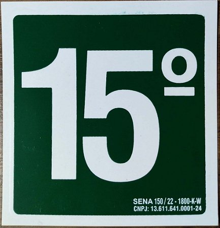 PLACA INDICATIVA DE 15° ANDAR 14x14cm