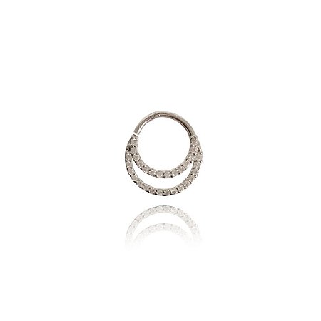 Brinco Piercing Duplo Cravejado - Prata 925