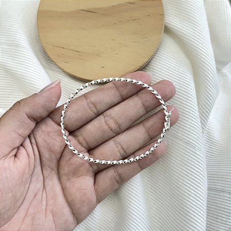Pulseira Bracelete Torcido - Prata 925