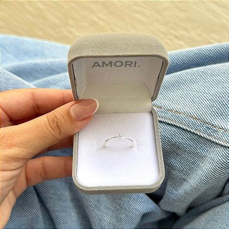 Anel Solitário Menor - Prata 925