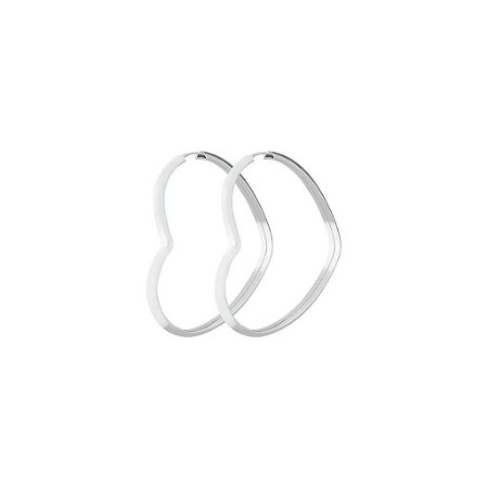 Brinco Argola Coração Fio Quadrado - Prata 925
