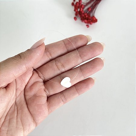 Colar Coração em Madrepérola e Nylon- Prata 925