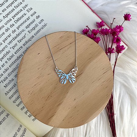 Gargantilha Borboleta Geométrica- Prata 925