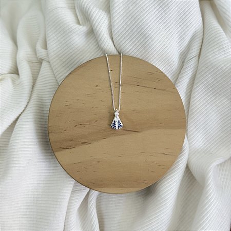Colar de Nossa Senhora Aparecida Azul- Prata 925