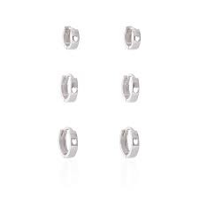 Trio de Argolas  Coração Vazado Central- Prata 925