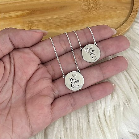 Escapulário Onde For, Quero Ser Seu Par - Prata 925