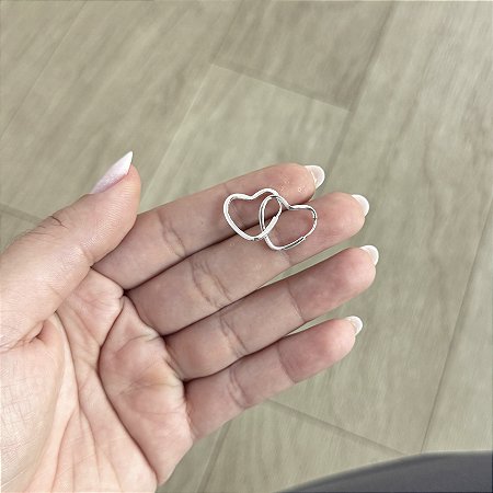 Brinco Argola Coração Fio Quadrado - Prata 925