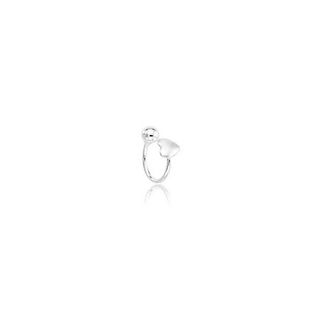 Brinco Piercing Fake Bolinha e Coração - Prata 925