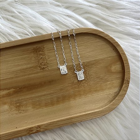 Escapulário Elos Placas Pequenas - Prata 925