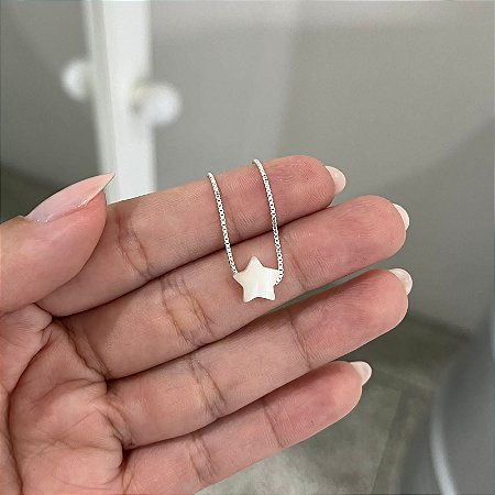 Colar Estrela em Madrepérola - Prata 925