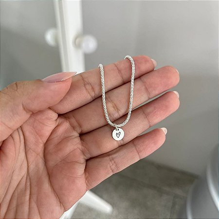 Pulseira Pipoca com Pingente de Mini Coração - Prata 925