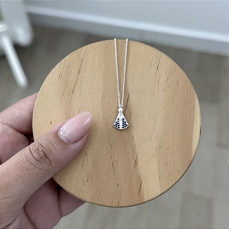 Colar Elos Nossa Senhora Aparecida Cravejada - Prata 925