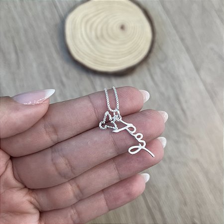 Colar com Nome Paz e Divino Espírito Santo - Prata 925