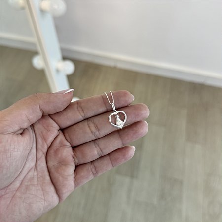 Colar Coração com Nossa Senhora Aparecida - Prata 925