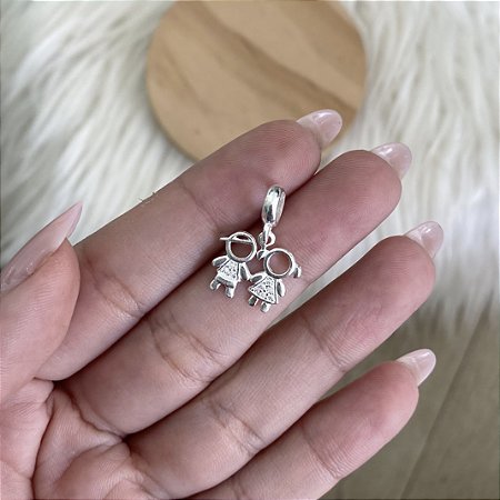 Berloque Menino e Menina - Prata 925