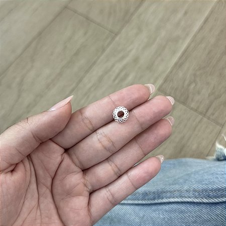 Berloque Separador Trabalhado Vazado - Prata 925