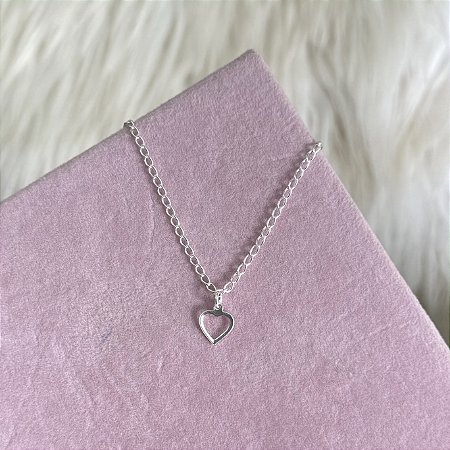 Pulseira Infantil com Coração Vazado - Prata 925