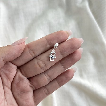 Berloque Menino Roupa Azul - Prata 925