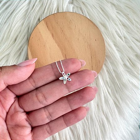 Colar Flor Colorida - Prata 925