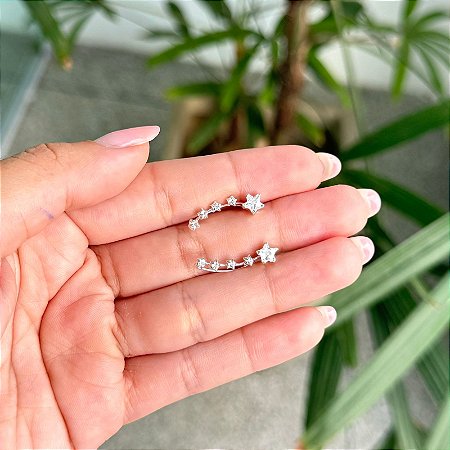 Brinco Ear Cuff Estrelas - Prata 925