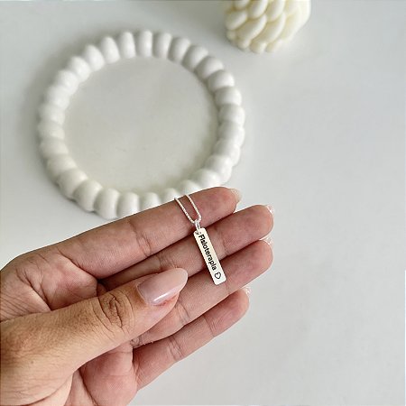 Colar Personalizado Placa Retangular Curso - Prata 925