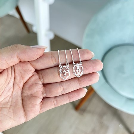 Escapulário Divino Espiríto e Nossa Sra Aparecida- Prata 925