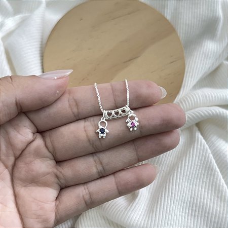 Colar 2 Filhos com Separador - Prata 925
