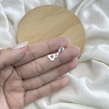 Berloque Xícara com Coração - Prata 925