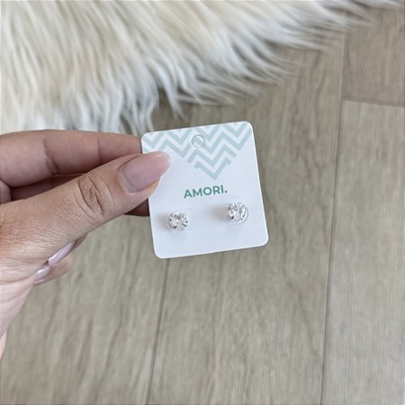 Brinco Ponto de Luz Coração Grande - Prata 925