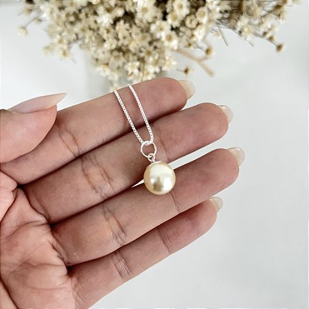 Colar Pérola Sintética - Prata 925