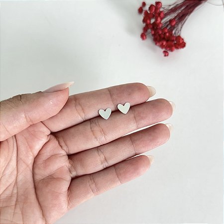 Brinco Coração Liso - Prata 925